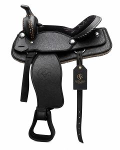 Noiretch Full Print Black Synthetic Leather Horse Western Saddle