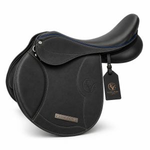 Noirline Azure Elegant Deep Black Leather Horse Riding Saddle