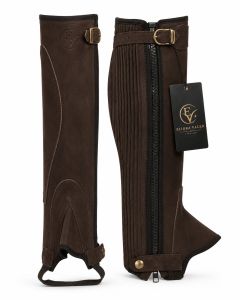 Ridgeluxe Premium Brown Nubuck Leather Half Riding Chap
