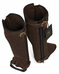 Ridgeluxe Premium Brown Nubuck Leather Half Riding Chap