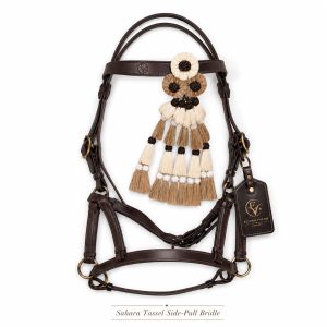 Sahara Tassel Premium Brown Leather Side Pull Horse Bridle