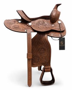Sierra Bloom Full Carving Brown Leather Horse Western Saddle