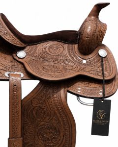 Sierra Bloom Full Carving Brown Leather Horse Western Saddle