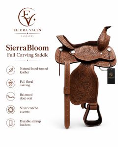 Sierra Bloom Full Carving Brown Leather Horse Western Saddle