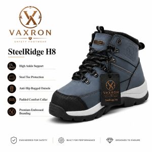Steelridge H8 Black and Grey High Ankle Support Leather Safety Shoes