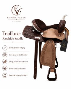 Trailluxe Rawhide Two Tone Brown Leather Horse Western Saddle