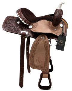 Trailluxe Rawhide Two Tone Brown Leather Horse Western Saddle