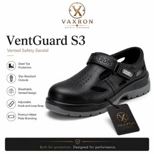 Ventguard S3 Mens Black Vented Leather Safety Sandal