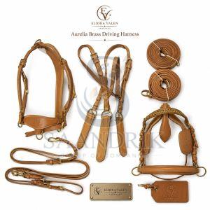 Aurelia Brass Premium Tan Leather Horse Driving Harness