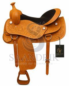 Goldenmesa Floral Yellow Leather Horse Western Saddle
