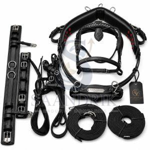 Midnight Regent Black Leather Horse Driving Harness