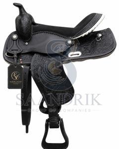 Midnight Scroll Black Leather Horse Western Saddle