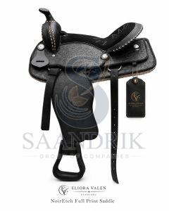 Noiretch Full Print Black Synthetic Leather Horse Western Saddle