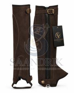 Ridgeluxe Premium Brown Nubuck Leather Half Riding Chap