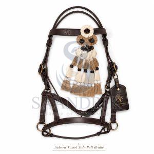 Sahara Tassel Premium Brown Leather Side Pull Horse Bridle