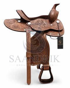 Sierra Bloom Full Carving Brown Leather Horse Western Saddle