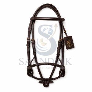 Velmont Squareline Premium Brown English Leather Horse Bridle