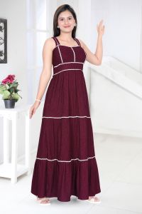 Maroon Women Tiered Maxi Dress