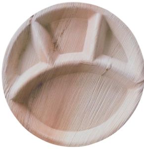 4 Compartment 12 Inch Round Areca Plate