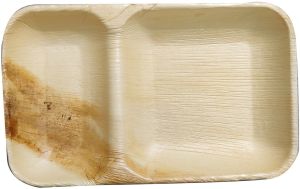 9 X 6 Inch 2 Compartment Areca Plate