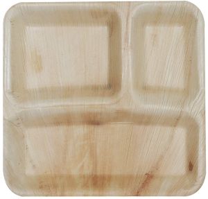 9 X 9 Inch 3 Compartment Areca Plate