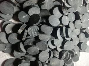 14mm Black Buffalo Horn Button with Line