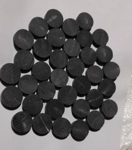16mm Black Buffalo Horn Button with Line
