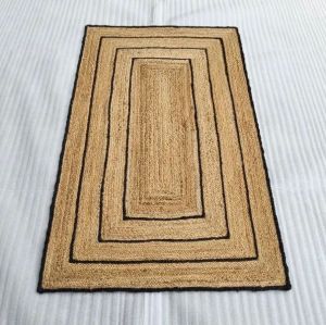 Black Double Accent Stripe Rectangle Handmade Jute Rug
