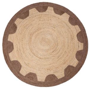Brown Pattern Round Handmade Jute Rug