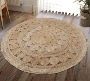 Mandala Cutout Round Handmade Jute Rug