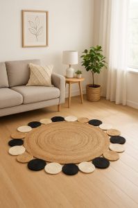 Multi Color Medallion Round Handmade Jute Rug