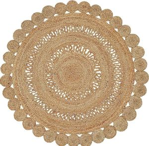 Natural Scalloped Round Handmade Jute Rug
