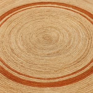 Orange Stripe Round Handmade Jute Rug