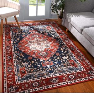 Premium Hand-Knotted Navy & Terracotta Red Oriental Carpet