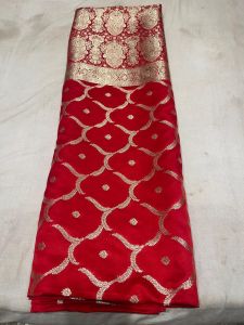 Red Banarasi Silk Saree with Gold Zari Border
