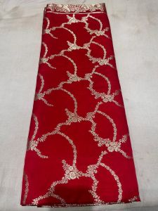 Red Banarasi Silk Saree with Gold Zari Curved Floral Jaal