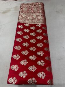 Red Banarasi Silk Saree with Gold Zari Paisley Floral Butta