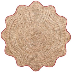 Red Sunburst Edge Handmade Jute Rug