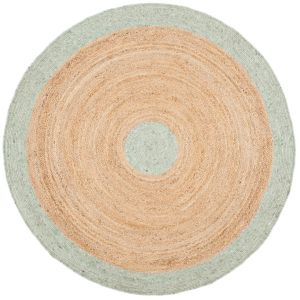 Sage Green and Natural Round Handmade Jute Rug