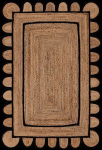 Scalloped Frame Rectangle Handmade Jute Rug