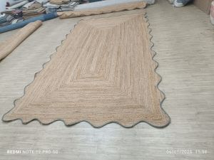 Wavy Rectangle Handmade Jute Rug
