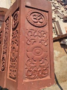 Decorative Red Sandstone Pillar