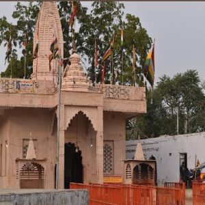 Handcrafted Pink Sandstone Temple