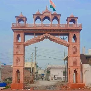 Handcrafted Red Sandstone Entry Gate