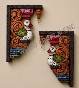 Hand Carved Wooden Annapakshi Wall Bracket