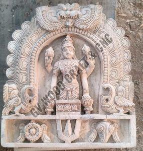 22 Inches Wooden Vishnu Balaji Wall Panel