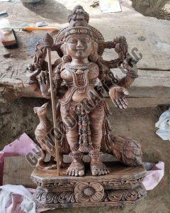 24 Inch Hand Carved Wooden Murugan Statue
