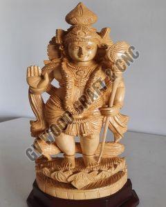24 Inch Large Standing Wooden Murugan Idol Wood Craft