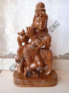 24 Inch Vaagai Wood Beautiful Fluting Krishna Carved Idol