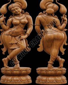 24 Inch Wooden Apsara Lady Statue